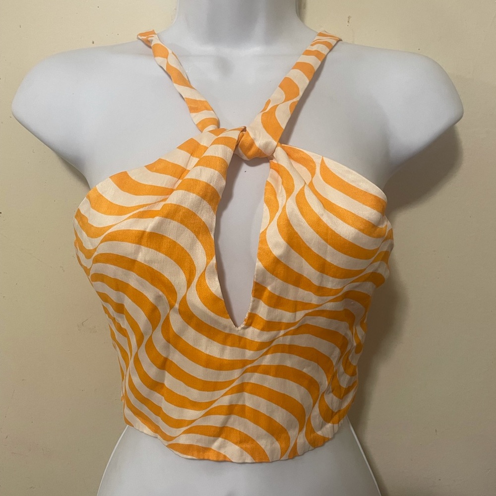 Zara Yellow and White Crop Top